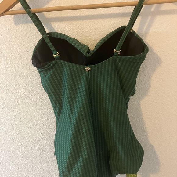Estivo Strapless Control Green Check Swimsuit- Med - Picture 11 of 11